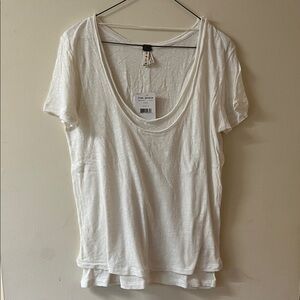 NWT Free People Cream Short Sleeve Tee